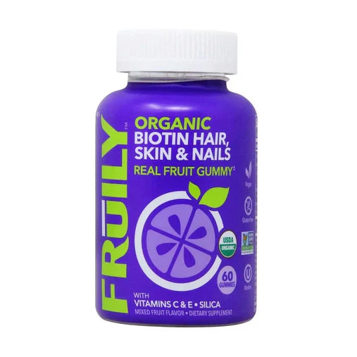 Fruily, Organic Biotin Hair Skin And Nails, Mixed Fruit 60 Gummies