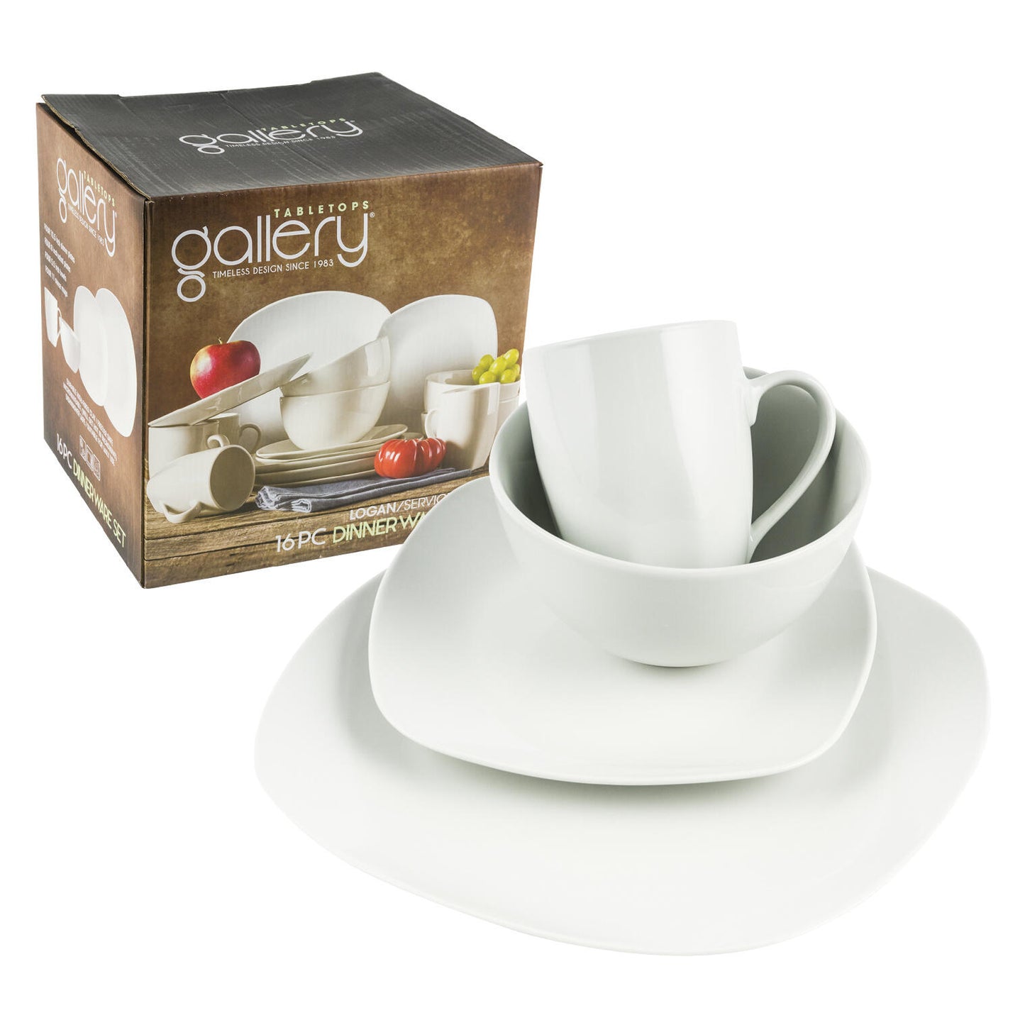 Tabletops Gallery 16pc Square Dinnerware Set