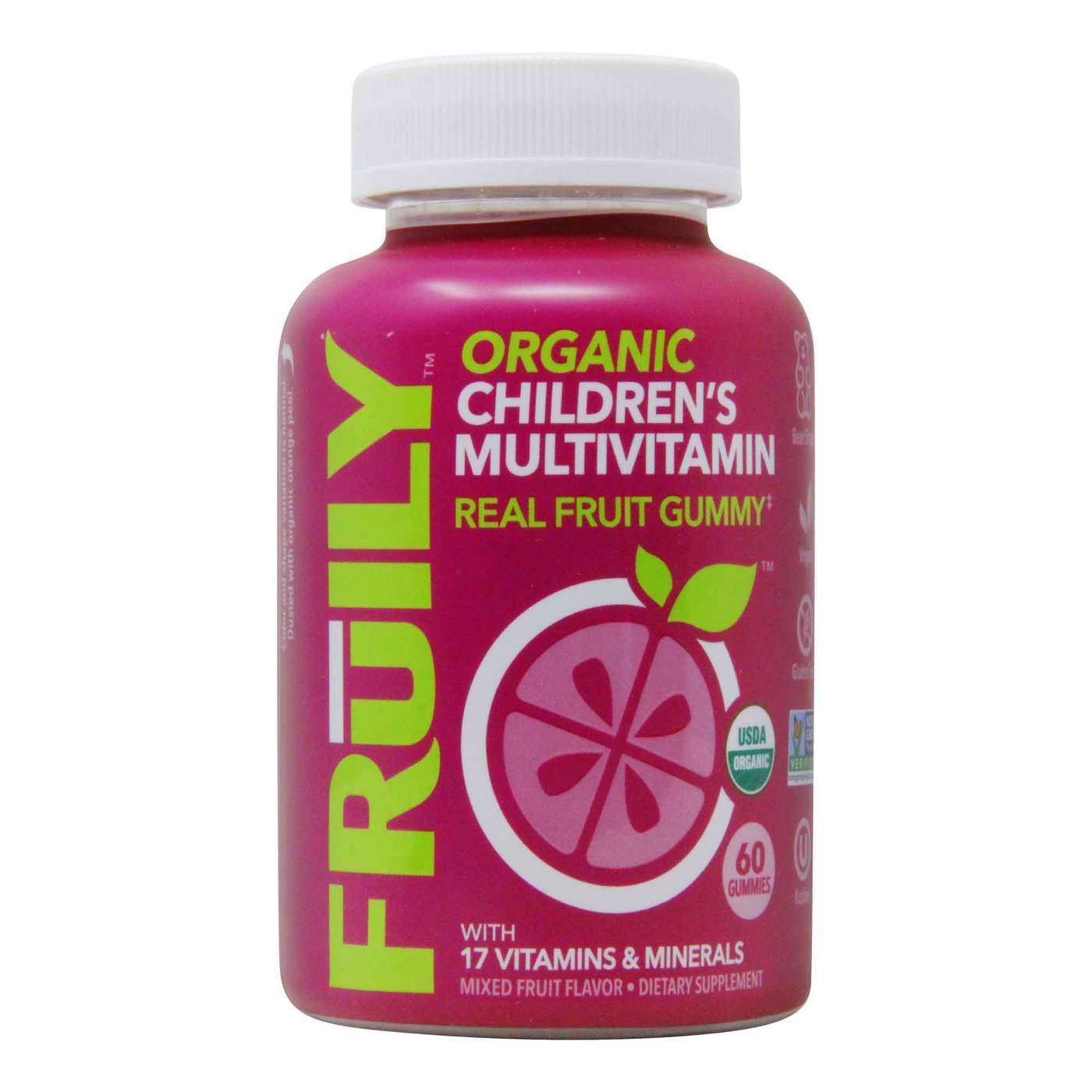 Fruily - Organic Children's Multivitamin Real Fruit Gummy Mixed Fruit Flavor - 60 Gummies