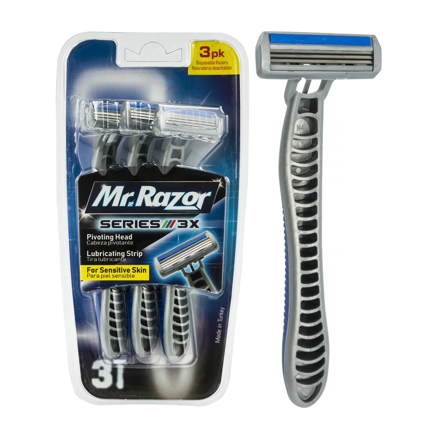 3pk Mr. Razor 3 Blade Razor W/ Strip