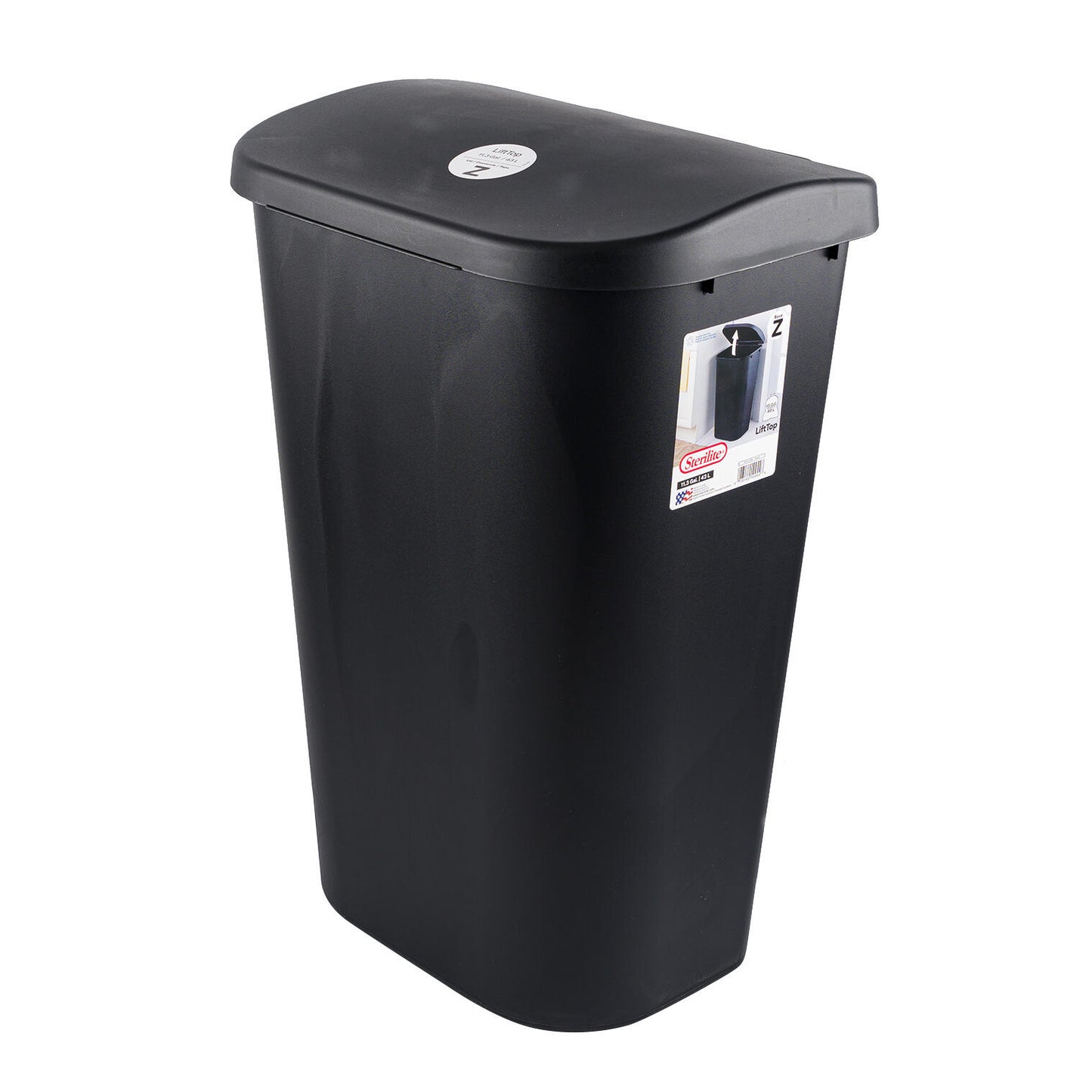 Sterilite Black LIFT Top 11-gal Wastebasket