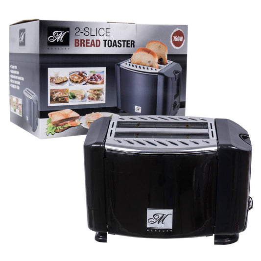 2 Slice Electric Toaster- Black