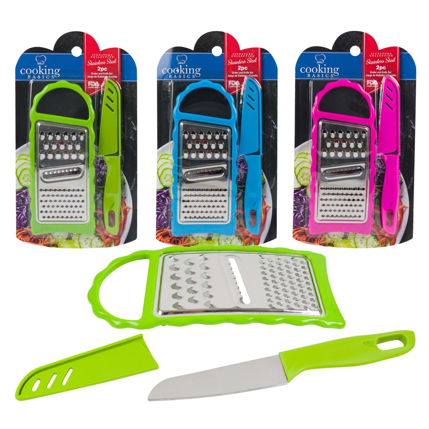 2pc Grater and Knife Set- 3 Assortments