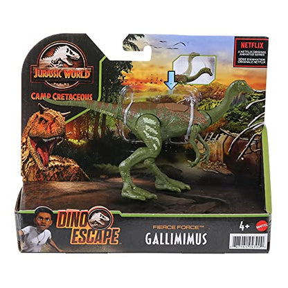 JURASSIC WORLD TOYS FIERCE FORCE GALLIMIMUS CAMP CRETACEOUS DINOSAUR ACTION FIGURE WITH MOVABLE JOINTS, REALISTIC SCULPTING & SINGLE STRIKE