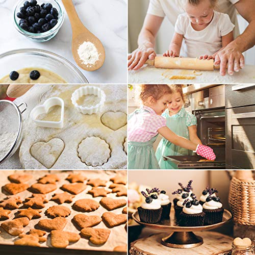 KIDS COOKING BAKING SET 17PCS, KIDS CHEF ROLE PLAY COSTUME SET - CHEF HAT AND MATCHING PINK APRON CHILDREN DRESS UP