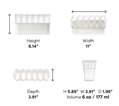 Zip Top Almacenamiento de leche materna de silicona 100% platino reutilizable, fabricado en los Estados Unidos, juego de 6 bolsas + bandeja para congelador