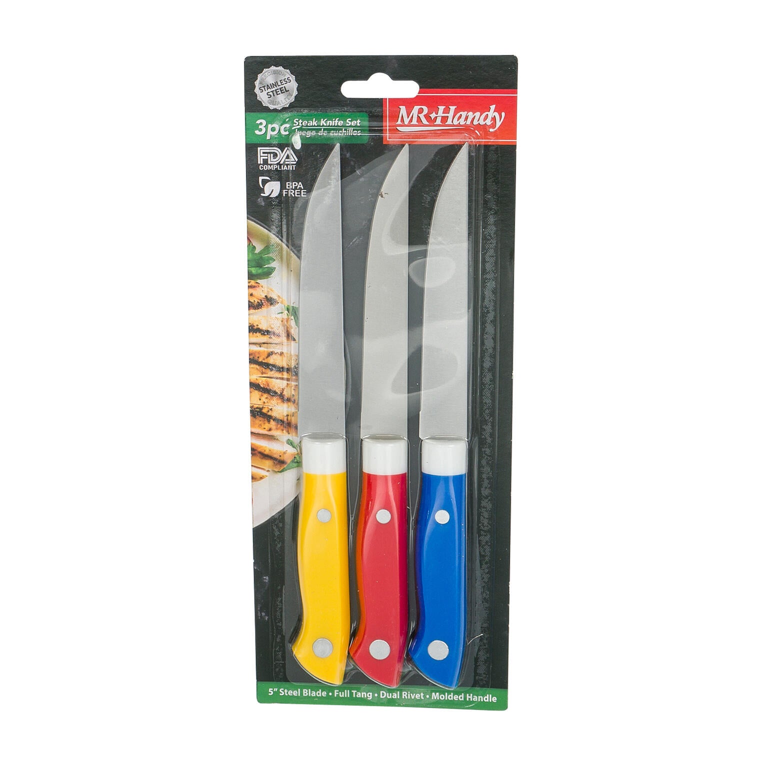 3pc Stainless Steel Steak Knife Set- 9