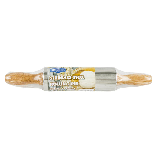 Kitchen and Co Stainless Steel Oakwood Rolling Pin