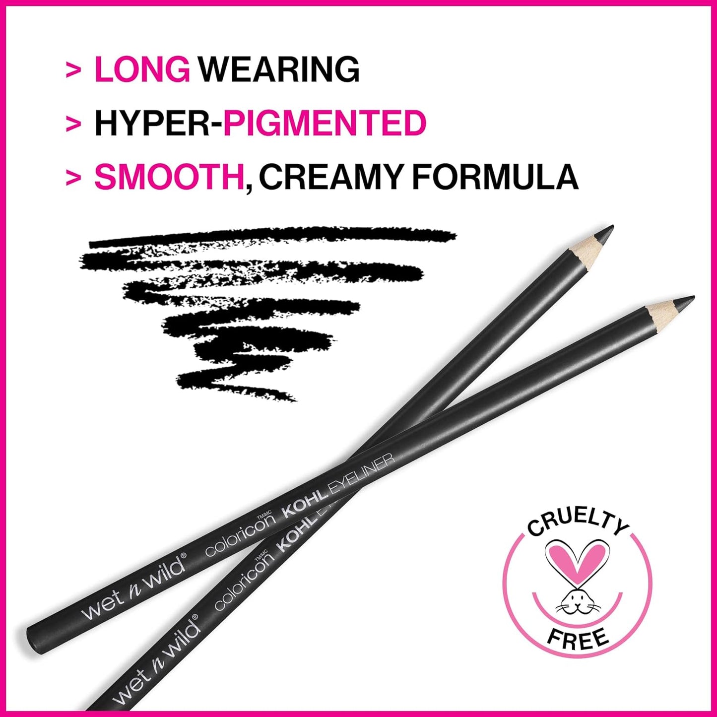 wet n wild Color Icon Kohl Eyeliner Pencil, Rich Hyper-Pigmented Color, Smooth Creamy Application, Long-Wearing, Matte Finish, Packaged, Cruelty-Free & Vegan - Baby's Got Black(Packaged)