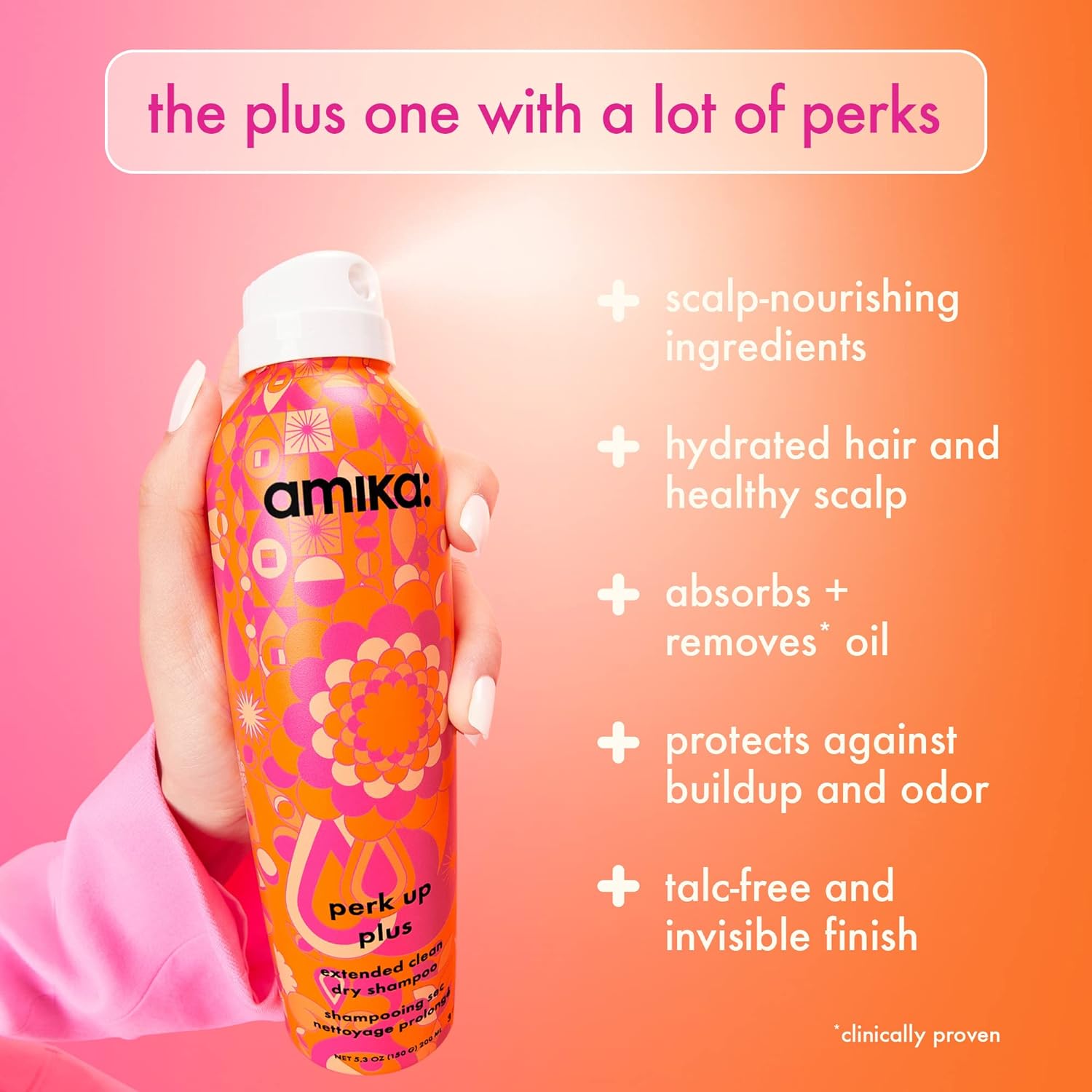 amika perk up plus extended clean dry shampoo,