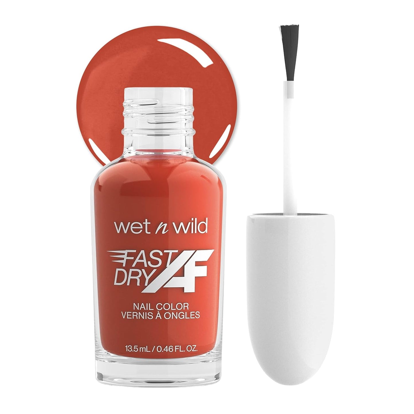 wet n wild Fast Dry AF Nail Polish Color, Orange-Red Toasted | Quick Drying - 40 Seconds | Long Lasting - 5 Days, Shine