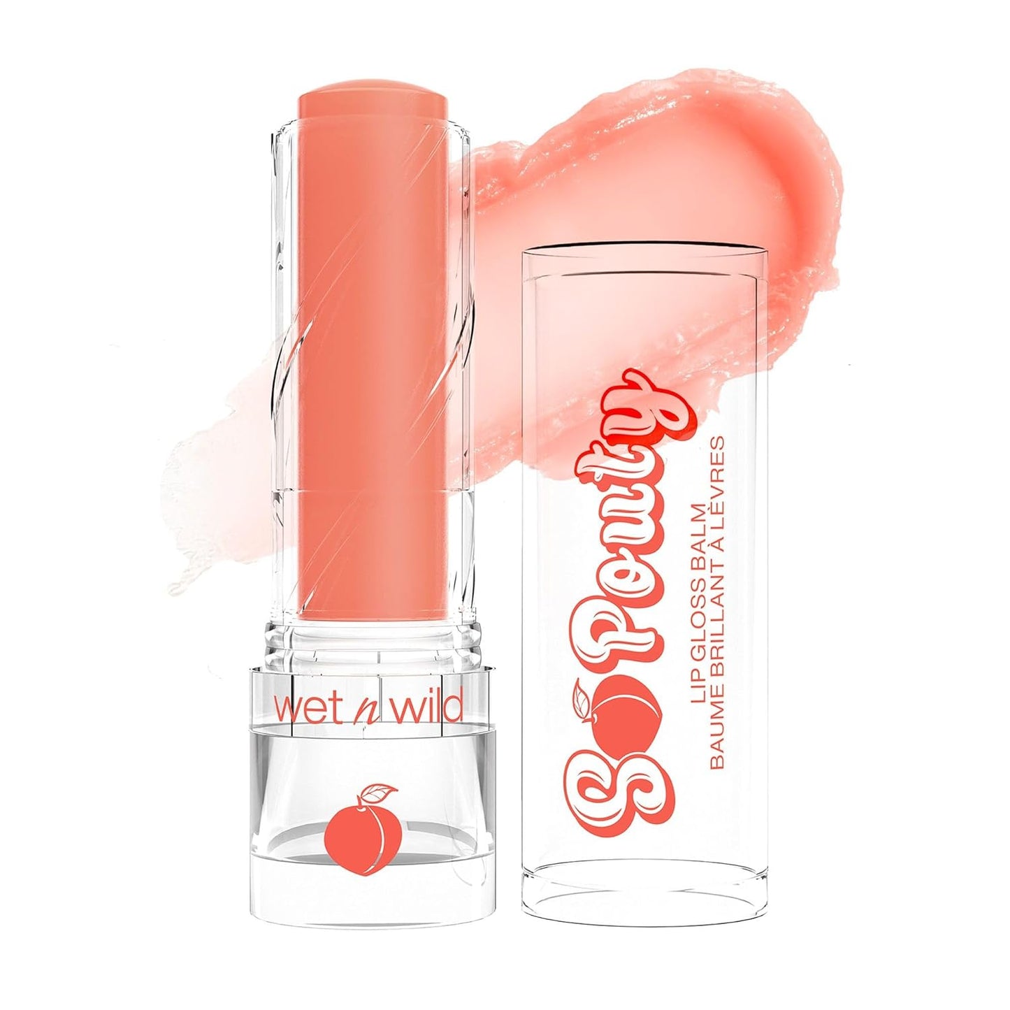 wet n wild Perfect Pout So Pouty Shine Tinted Lip Balm Peach Flavored, Hyaluronic Acid, Vegan Collagen, Moisturizing For Dry Lip Care, Pink