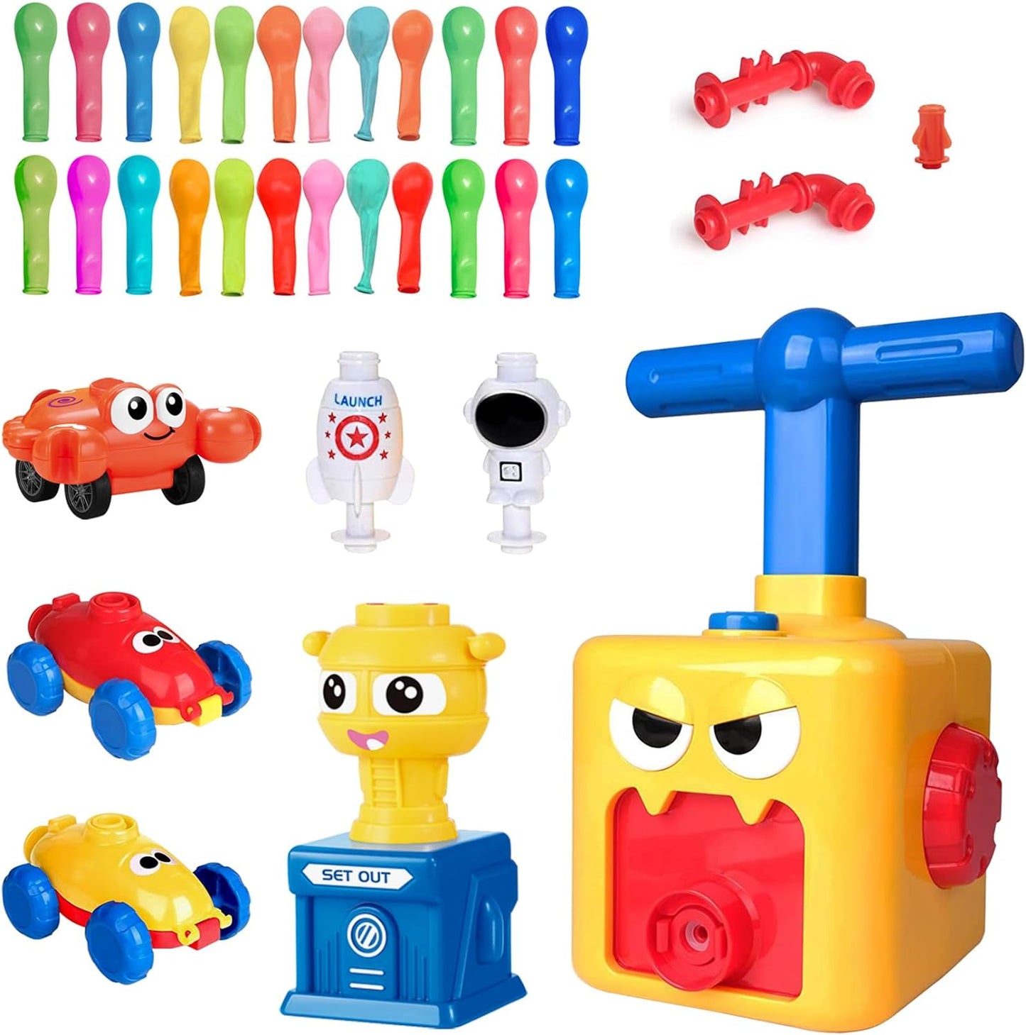 Balloon Car Toy Pump Set, Balloon Launcher Car Toy Set, Balloon Powered Car Toys, Balloon Racers Toy with Pump, Balloon Powered Cars, Creative Inflatable Racing Car for Kids (Monster)