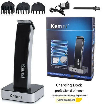 Kemei KM-619 Electric Hair Trimmer Rechargeable Shaver Cutting Machine Adult Child Cordless Hair Clipper Haircut-Black