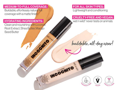 wet n wild Mega Last Incognito All-Day Full Coverage Liquid Matte Concealer,