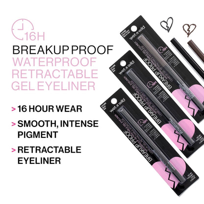 wet n wild Breakup Proof Gel Eyeliner - Retractable, Waterproof, Smudge-Resistant - Cruelty-Free & Vegan - Brick Brown