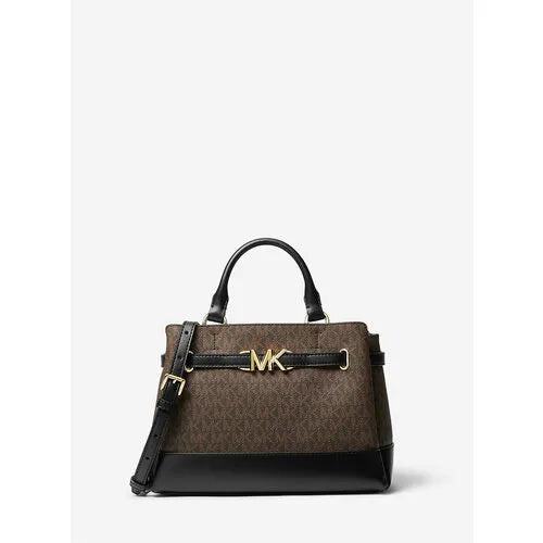 MICHAEL KORS Reed Small Logo Canvas Belted Satchel Brown/Black   SUP339279