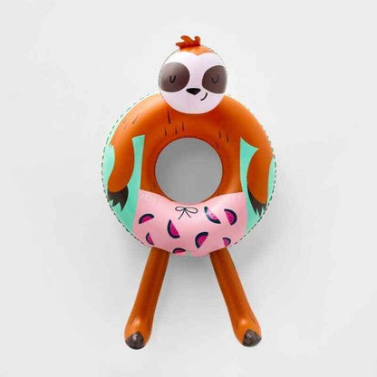 Sloth Pool Float for Kids Sun Squad 5 Foot Long Inflatable Swim Tube Ages 6+