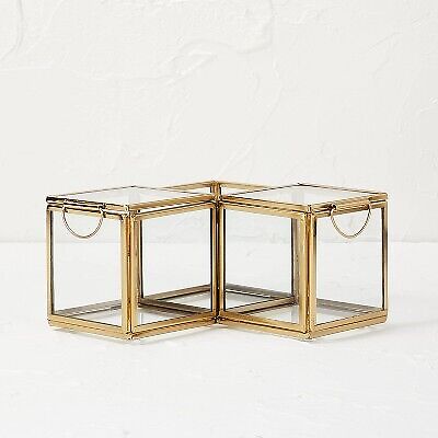 Metal Glass Decorative Box Gold - Opalhouse designed with Jungalow