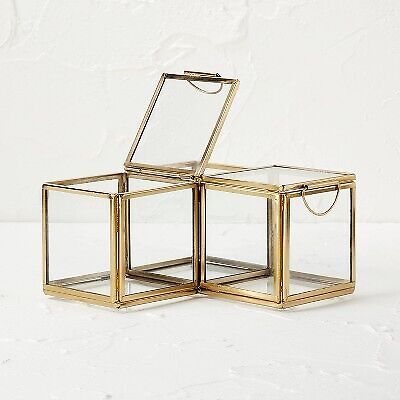 Metal Glass Decorative Box Gold - Opalhouse designed with Jungalow